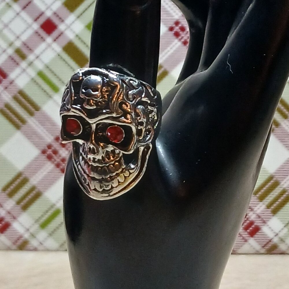 NWOT Fashion Jewelry Silver Tone Skull Men's Ring US Size 8 1/2 #6